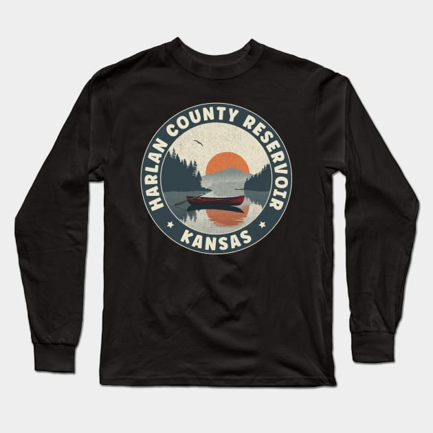 Harlan County Reservoir Kansas Sunset Long Sleeve T-Shirt by turtlestart
